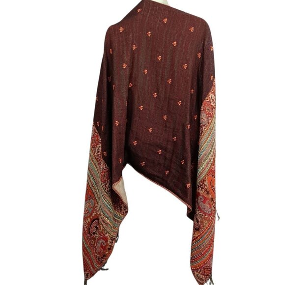 Achillea Reversible Bohemian Pashmina Ethnic Tribal Border Shawl Wrap Scarf - Picture 3 of 8